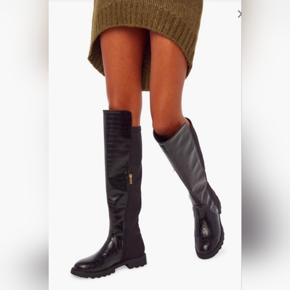 Demi Printed Black Riding Boot 8.5